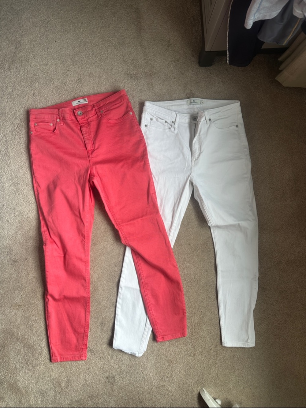 Vineyard Vines Coral Pink & White Skinny Jeans - Two Pair Set